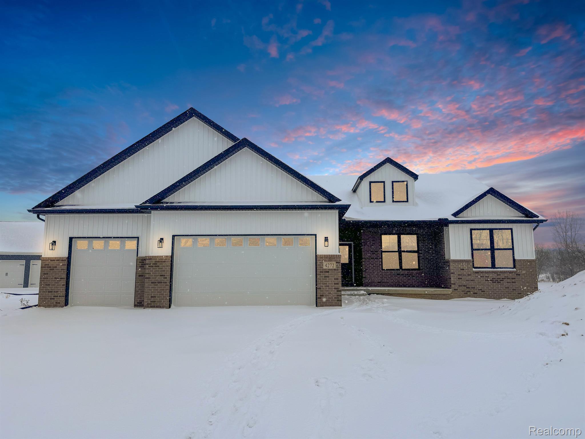 Kensington-built home exterior at dusk