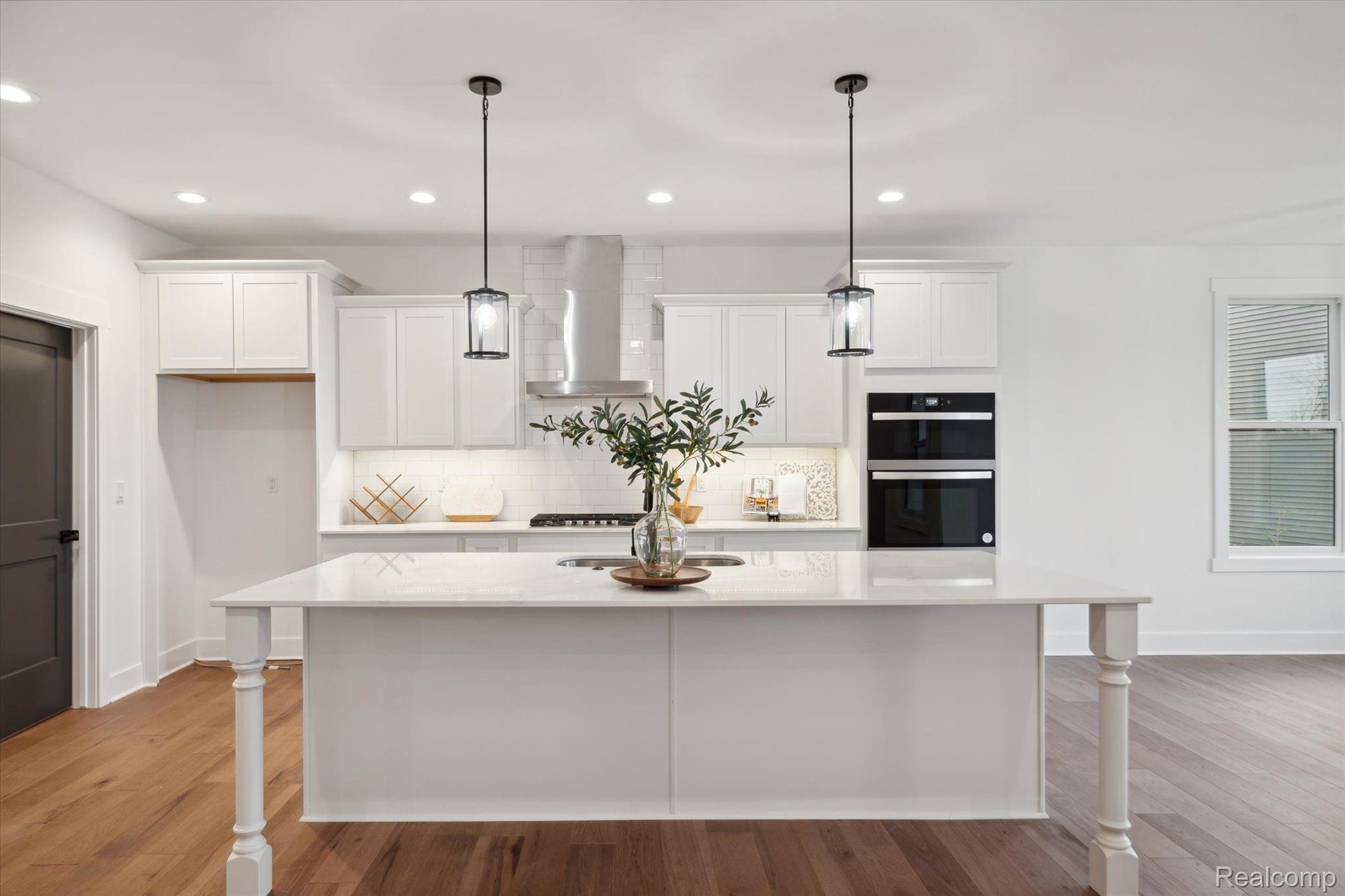 Kitchen island with pendant lighting